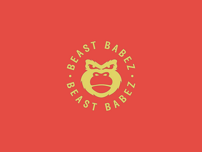 BEAST BABEZ Logo brand identity branding circular logo design design element gorilla logo graphic design logo logo design logo mark playful4 red background retro stylized text typography vintage visual visual identity yellow text