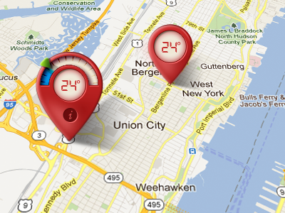 Temperature/Location Indicator Concept concept indicator location map pin temperature