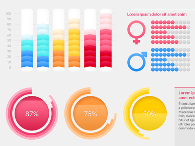 Infographic elements bar blue bright chart clean data design diagram graph graphicriver infographic orange percentage photoshop pink visualization yellow