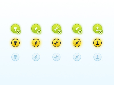 Status Icons blue buttons check construction glyphs icons status web