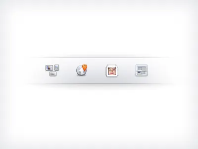 Obsolete top bar icons globe icons marker pictures tape top bar topbar