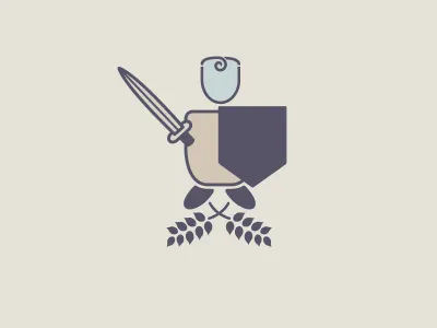 little warrior who grinds grain icon illustration man