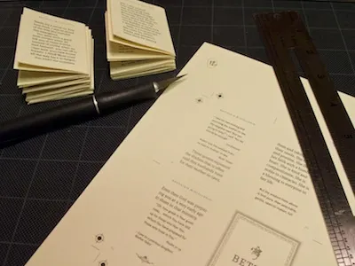 Miniature book signatures book book design bookbinding border chapter chapter opener cream hand bound ivory meta serif mini book miniature ornaments