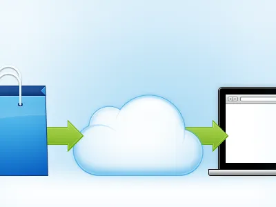 Shopping Bag 2 arrows cloud illustration laptop shopping bag