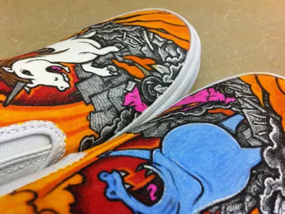 Hippo & Unicorn Custom Vans apocalypse custom hippo illustration slip ons unicorn vans