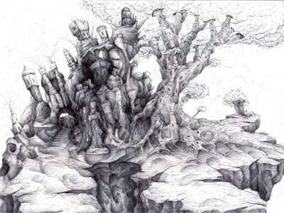 Floating Island island sketch tree