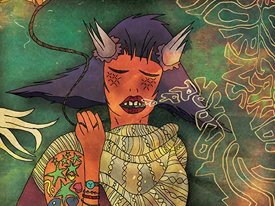 Demon art blue cartoon color drawing fun illustration