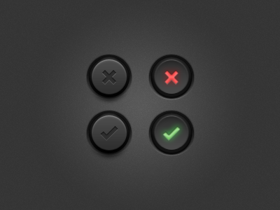 PSD - Checkbuttons 3d buttons check cross dark depth free freebie light psd ui