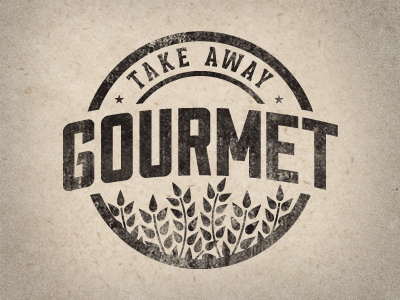 Take Away Gourmet 2.0 badge design food justin barber logo vintage