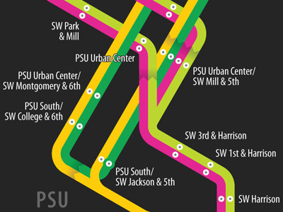 Unified Rail Transit Map of Portland, Oregon adobe illustrator diagram map oregon portland redesign transit map usa