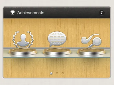 achievements float glossy metal reflection shelf wood