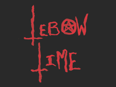 Tebow Time lettering marker pentagram red black satan texture typography