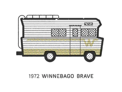 Winnebago Brave halftone illustration print retro rv winnebago