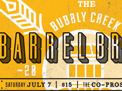 Bubbly Creek Barrel Brawl barrel beer keg logo poster typography wheat