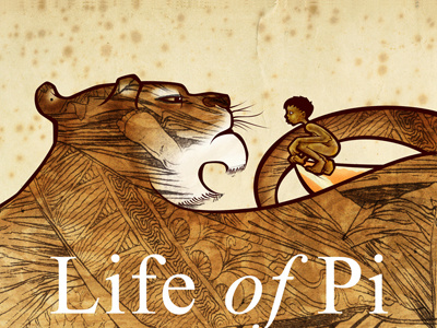 Life of Pi book boy brown cover illustration illustrator ink tiger