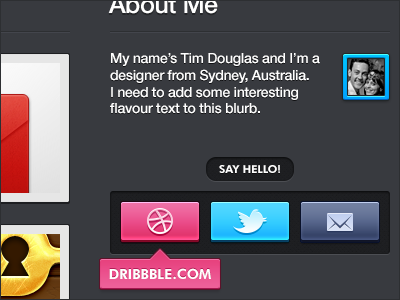 About Me - Portfolio Redesign dribbble email gray grey portfolio sidebar twitter