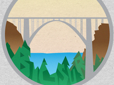 Big Sur Dribbble big sur bridge california illustration mountain ocean park tree