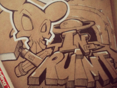 In the space edding illustration letters sketch skull