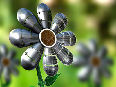 Robo Flower 3d flower mech metal model plant robo