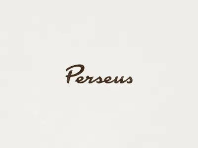 Perseus 1960 1970 bold brush custom disco greek hand lettering logo old perseus script simple wordmark