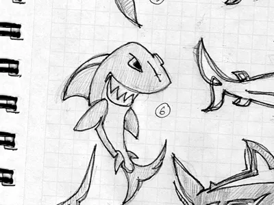 Silver Shark fish shark sketch