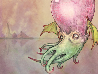 Cthulhu cthulhu digital illustration lovecraft valentine watercolor