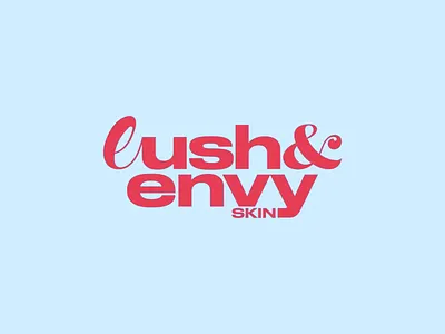 Lush & Envy Skin Logo beauty blue background brand brand identity branding color palette design elegant font design graphic design logo logo design logo mark modern pink red skincare stylized typeface visual identity