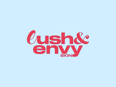 Lush & Envy Skin Logo beauty blue background brand brand identity branding color palette design elegant font design graphic design logo logo design logo mark modern pink red skincare stylized typeface visual identity