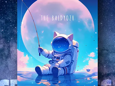 The baldyozh 🌕 ai branding cat daliy design illustration poster print