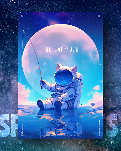 The baldyozh 🌕 ai branding cat daliy design illustration poster print