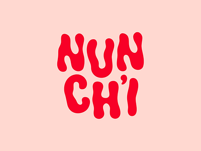 Nunchi Logo Text bold font bold typography brand identity branding design graphic design hand drawan font lettering logo logo design logotype playful logo red logo stylized font text typeface typography visual visual identity wordmark