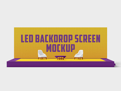 LED Backdrop Screen advertising backdrop background carpet chair display entertainment event exhibition launching led mockup mockups screen showcase stage table videotron wide