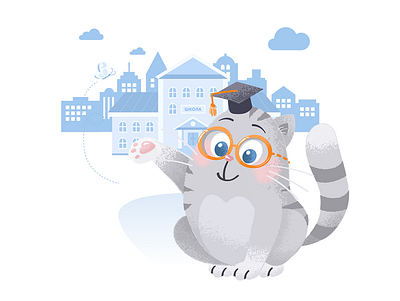 Welcome to School branding character cat children concept illustration cute education illustration school