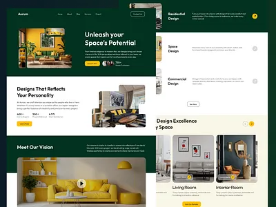 Aurum: Interior Design Solutions Website design designinspiration dribbble drribbleccommunity interiordesign landingpage ui ux webdesign