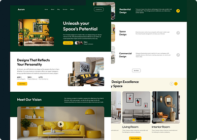 Aurum: Interior Design Solutions Website design designinspiration dribbble drribbleccommunity interiordesign landingpage ui ux webdesign