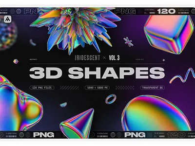 Iridescent Geometric 3D Shapes vol.3 3d abstract design download element geometrical gradient graphics holographic illustration iridescent photoshop png shape texture transparent