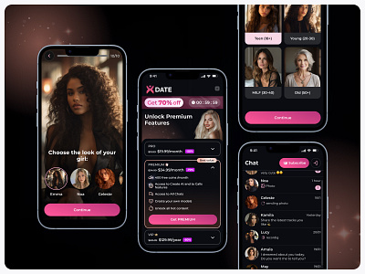 Xdate - AI Conversation Partner | AI Girlfriend App Design ai ai app ai chat ai communication ai product ai technology aigenerated aimodels badoo custom ai companion digital companion digital models gen ai interactive ai onlyfans personalized ai product design relationship tinder ui ux