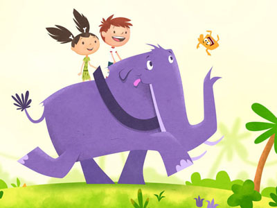 Elephant Ride design illustration justin time