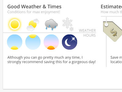 Weather & Hours for a trip hours icons travel weather