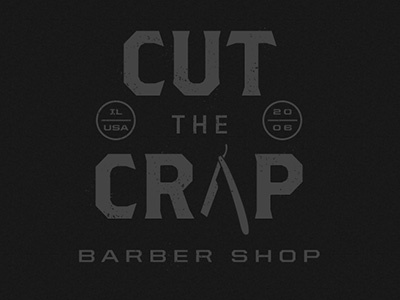 Cut The Crap barbers blade crap hairdressers knife logo mark modern vintage