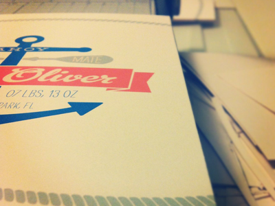 Maximum DIY anchor announcement baby birth blue cream creme deming display diy gelato olive paddle red ribbon sans serif script strangelove tan