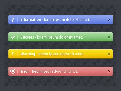 System Notification Messages color dark error gradient infromation messages notification shade simple success warning