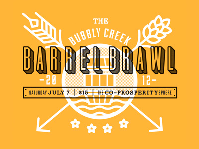 Barrel Brawl Logo barrel beer creek hops keg logo seal typography vector wheat