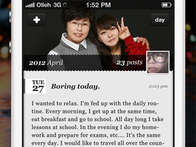 Piclediary shot. app application application design custom diary ios iphone mobile app olivia