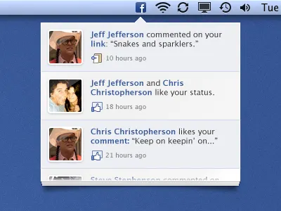 Facebook Notification Thingy app facebook icon mac menu menubar notifications osx social media ui widget