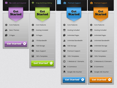 Berrry Pricing Table Bottom arrow berry blue button clean green grey icons orange pricing purple table texture website