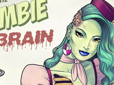 Zombie Pinup illustration pinup waitress zombie
