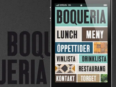 Boqueria's mobile site boqueria distorted kids dksp mobile scale typography web website
