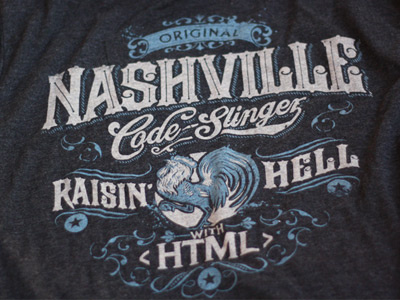 Nashville Code-Slinger Tee americana art branding castle code slinger derrick derrick castle design drawing graphic design html illustration nashville nashvillemafia raisin hell rooster straw castle type typography