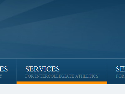 Highered Sports Web Interface navigation menu services. nav